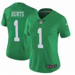 Womens Philadelphia Eagles #1 Jalen Hurts Limited Green Vapor Untouchable NFL Nike Jersey